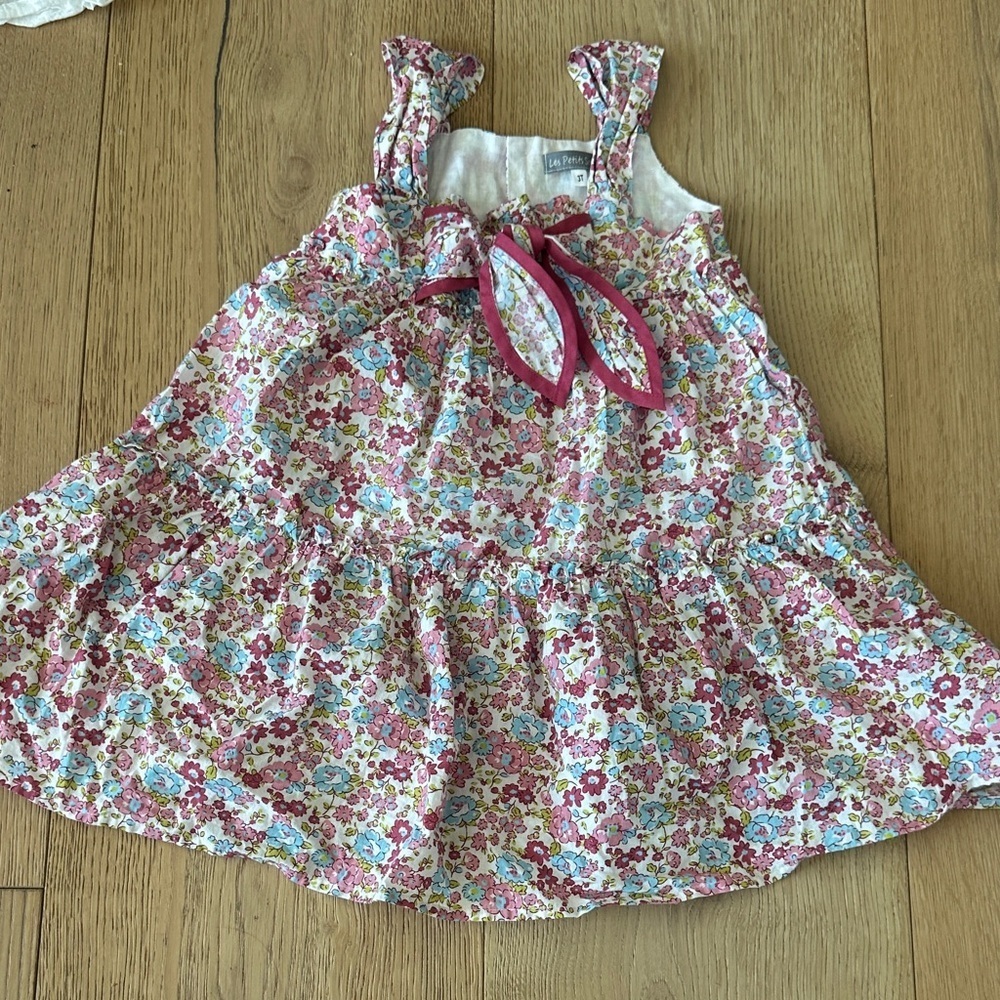 Les Petits Soleils Floral Sleeveless Dress with Bow 3T French brand